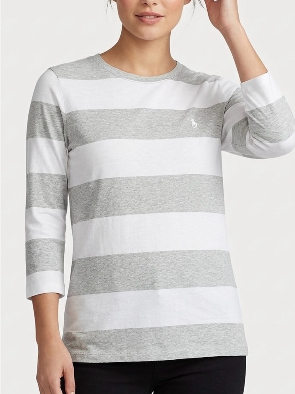 Ralph Lauren Sport Striped 3/4 Sleeve Tee Crewneck M Preppy Quiet Luxury